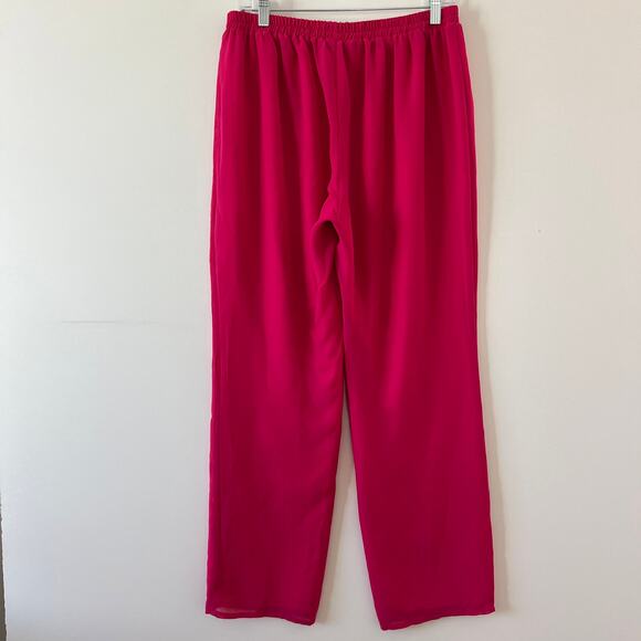 Womens Fuschia 3 Piece Outfit Set Flowy Wide Leg Pant Tank Cardigan Womens XL - Picture 3 of 13